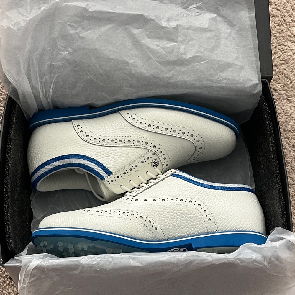 Women’s White and Blue G/FORE Gallivanter Golf Shoes
